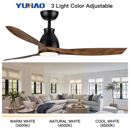 52 In. Wood Grain Blades Intergrated LED Ceiling Fan with Remote Control