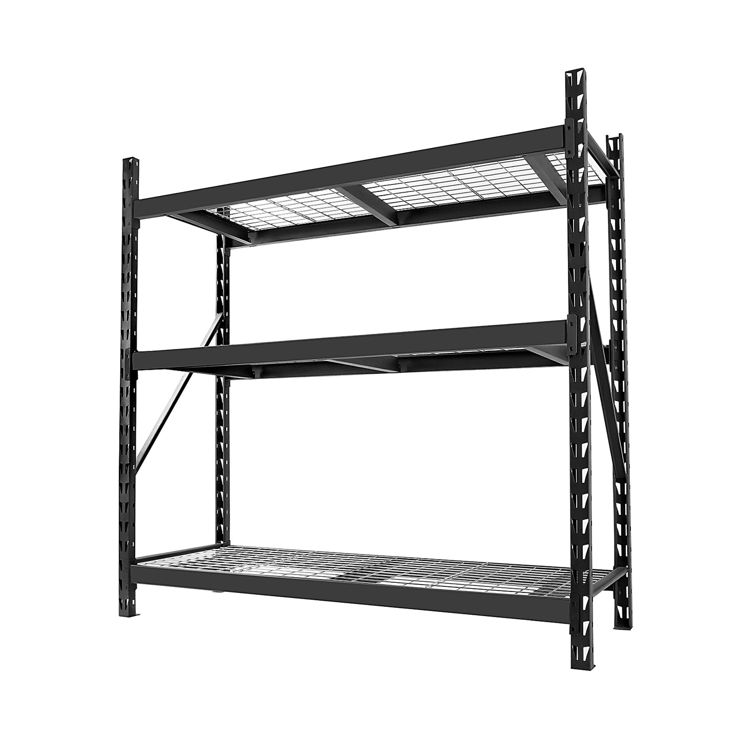 Garage Shelving Heavy Duty 72"H*77"W Garage Storage Shelves 6000LBS Heavy Duty Shelving Adjustable 3 Tier Metal Shelving for Garage Storage Shelving Industrial Shelving Storage Rack, Black