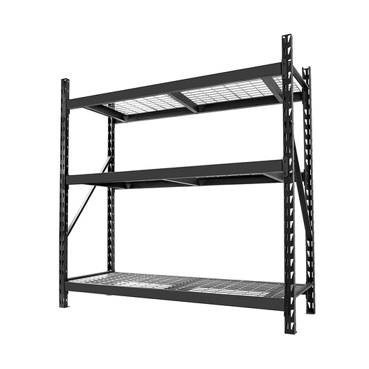 Garage Shelving Heavy Duty 72"H*77"W Garage Storage Shelves 6000LBS Heavy Duty Shelving Adjustable 3 Tier Metal Shelving for Garage Storage Shelving Industrial Shelving Storage Rack, Black