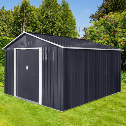Metal garden sheds 11.2ftx10.6ft outdoor storage sheds Grey with window