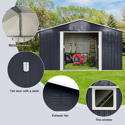 Metal garden sheds 11.2ftx10.6ft outdoor storage sheds Grey with window