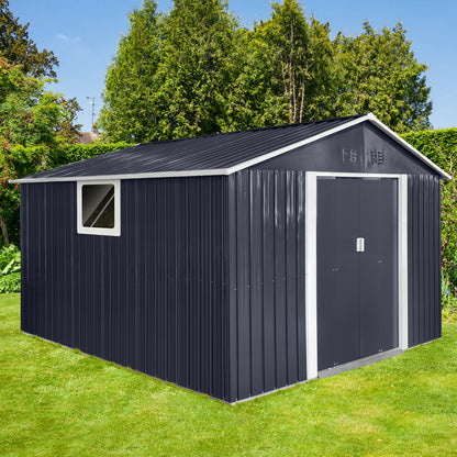 Metal garden sheds 11.2ftx10.6ft outdoor storage sheds Grey with window