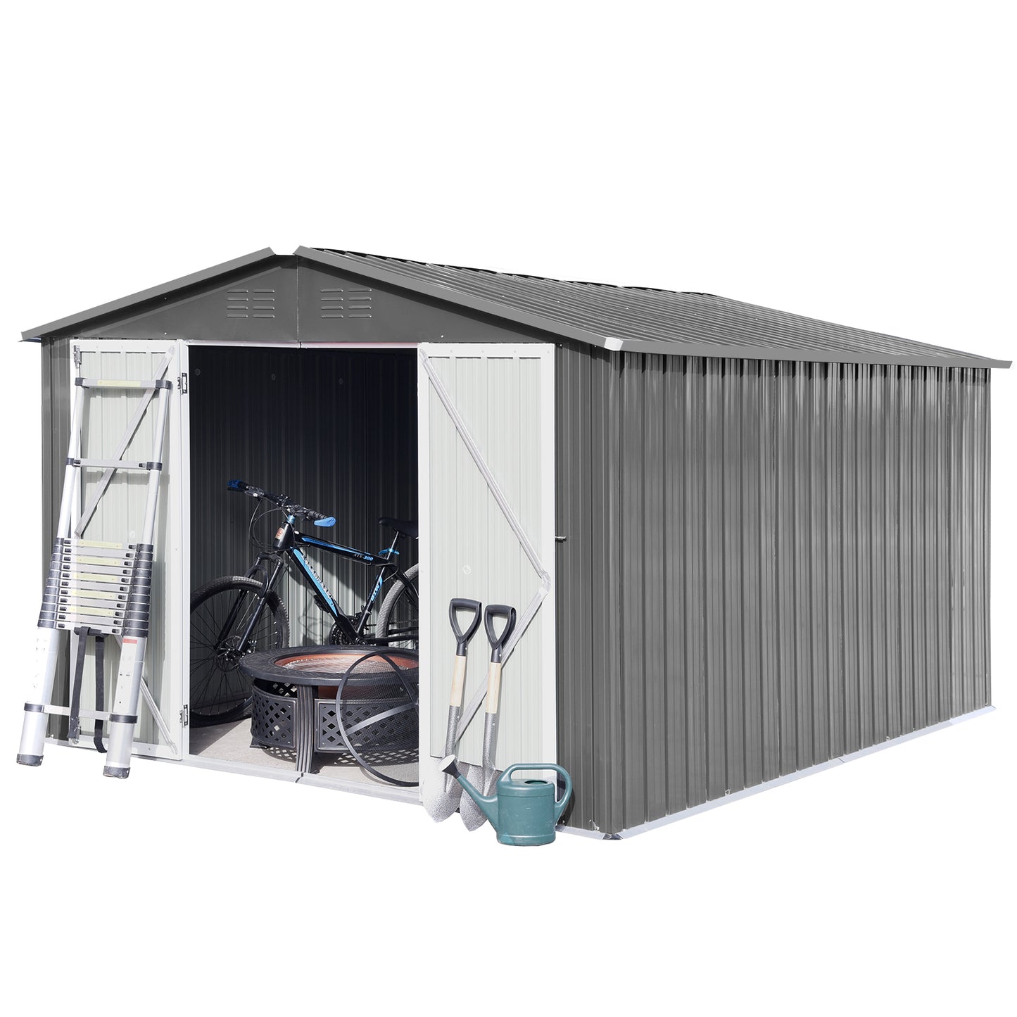 Metal outdoor storage sheds 10ftx12ft , Grey