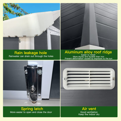 6ft x 6ft Plastic Outdoor Storage with Floor and Lockable Door Plastic Garden Shed for Backyard, Lawn, Gray