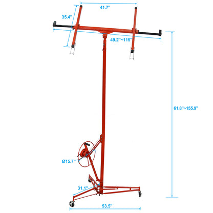 Drywall Lift Panel 13' Lift Drywall Panel Hoist Jack Lifter,red