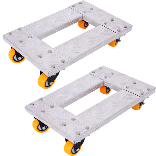 Movers Dolly Heavy Duty Furniture Dolly Trolley Cart  18''x12'' Aluminum Frame with 3'' TPU Professional Casters with Brake Option 2pcs set