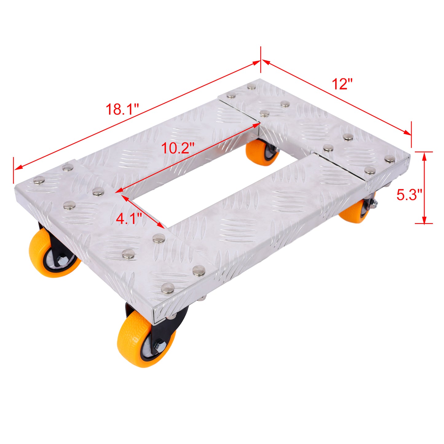 Movers Dolly Heavy Duty Furniture Dolly Trolley Cart  18''x12'' Aluminum Frame with 3'' TPU Professional Casters with Brake Option 2pcs set