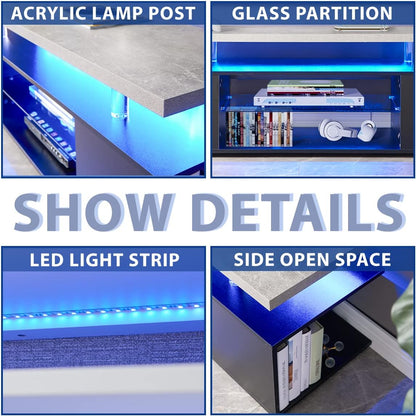 TV Stand for 60 Inch TV LED Gaming Entertainment Center Media Storage Console Table with Large Side Cabinet for Living Room( Black+Gray)