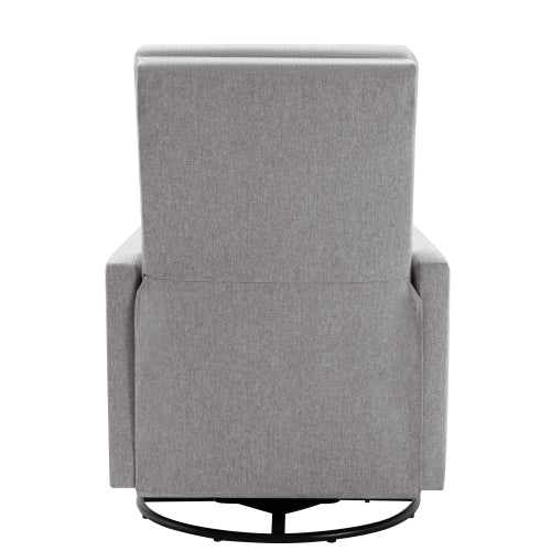 Modern Upholstered Rocker Nursery Chair Plush Seating Glider Swivel Recliner Chair, Gray