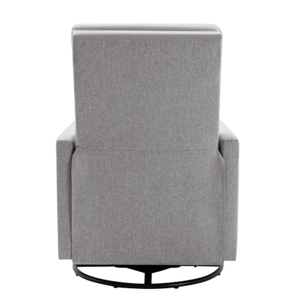 Modern Upholstered Rocker Nursery Chair Plush Seating Glider Swivel Recliner Chair, Gray