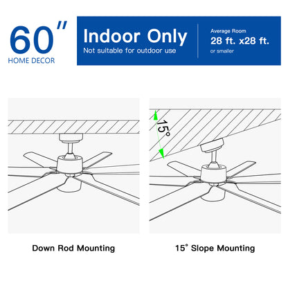 Modern 60" Integrated LED Light Ceiling Fan with Remote Control