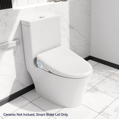 Smart Bidet Toilet Seat with Side Knob Adjustable Heated Seat with Water Temperature and Pressure Adjustment Portable Bidet with Automatic Nozzle Cleaning and Sensor Open Lid