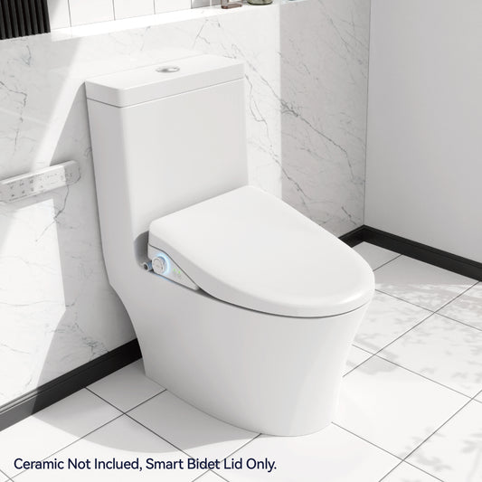Smart Bidet Toilet Seat with Side Knob Adjustable Heated Seat with Water Temperature and Pressure Adjustment Portable Bidet with Automatic Nozzle Cleaning and Sensor Open Lid