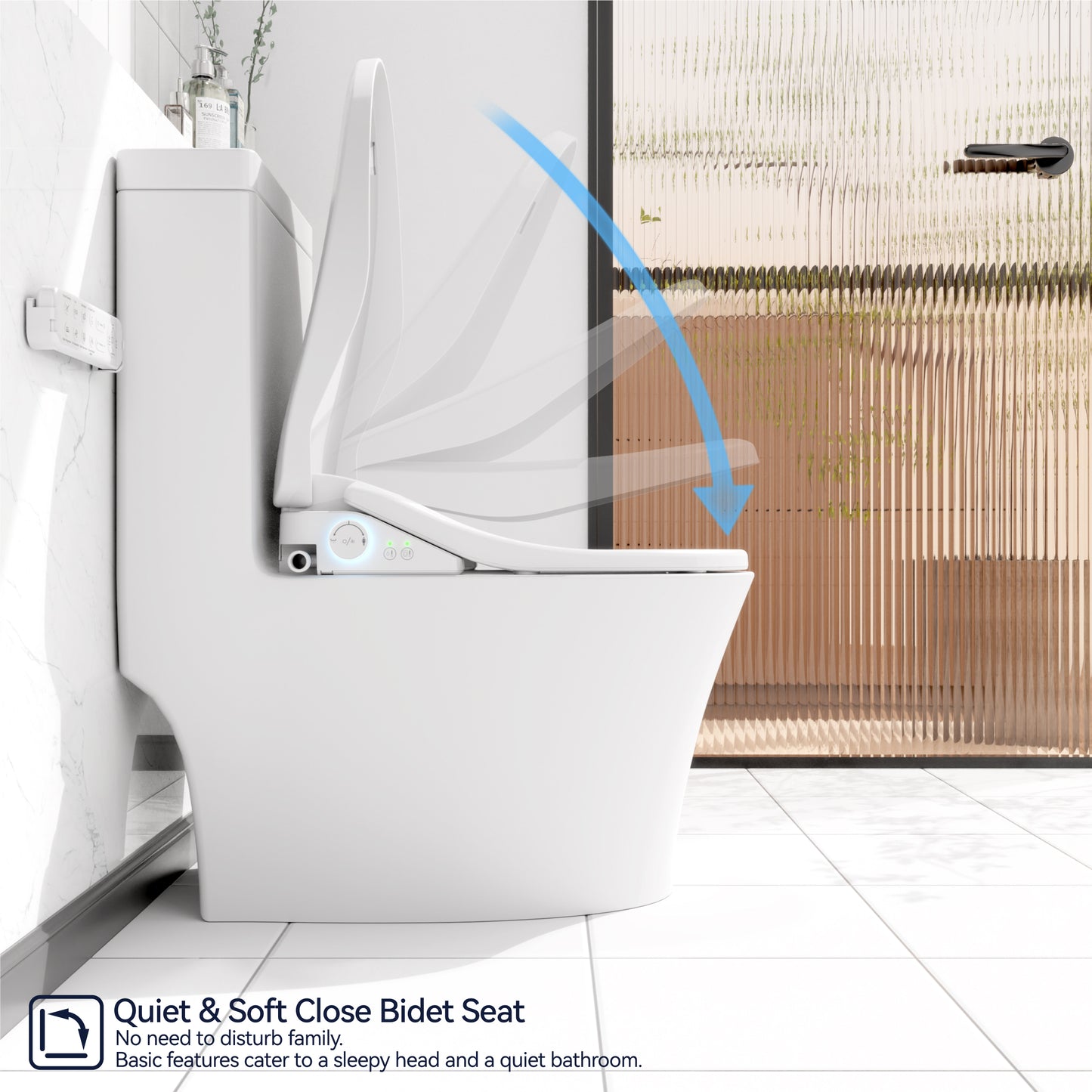 Smart Bidet Toilet Seat with Side Knob Adjustable Heated Seat with Water Temperature and Pressure Adjustment Portable Bidet with Automatic Nozzle Cleaning and Sensor Open Lid