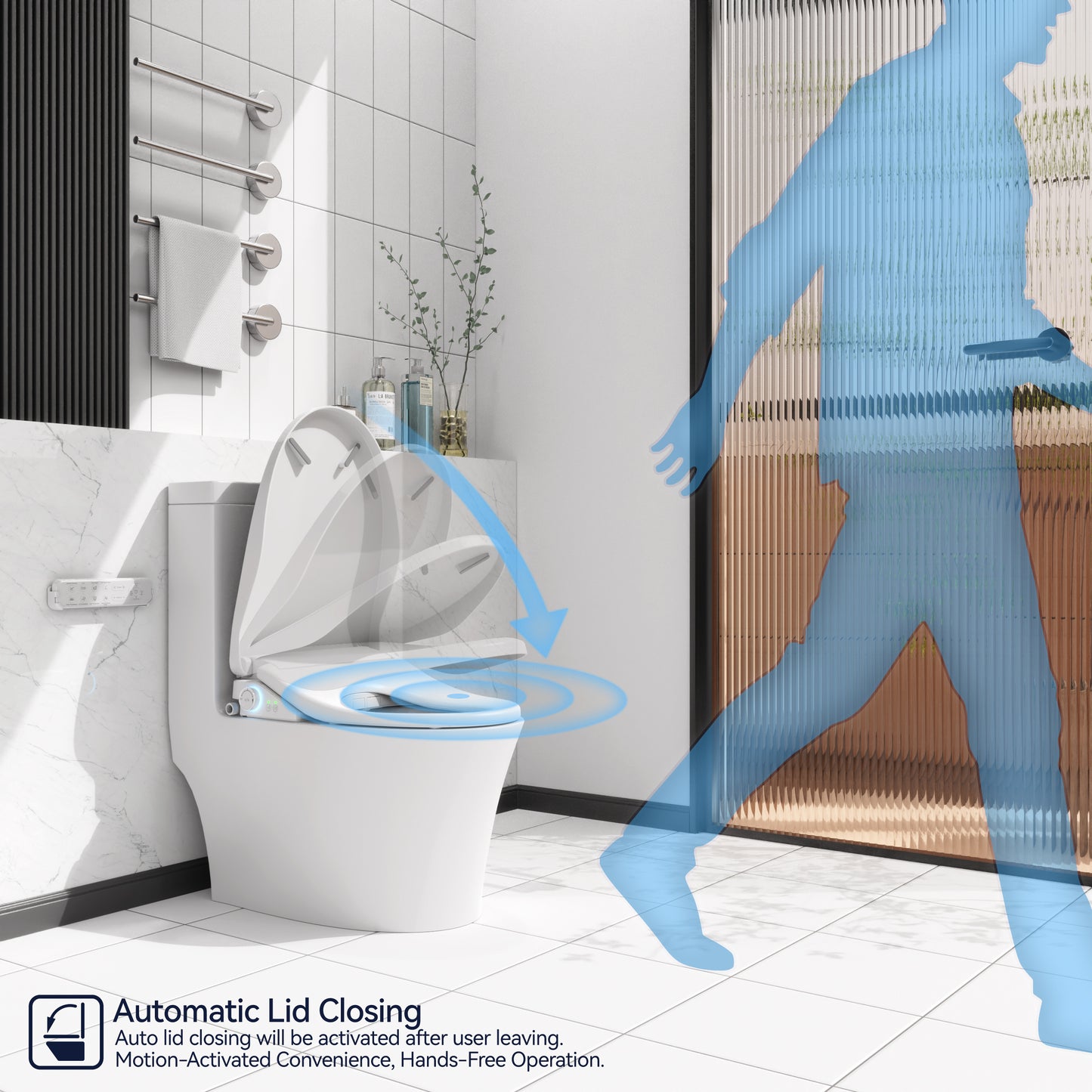 Smart Bidet Toilet Seat with Side Knob Adjustable Heated Seat with Water Temperature and Pressure Adjustment Portable Bidet with Automatic Nozzle Cleaning and Sensor Open Lid