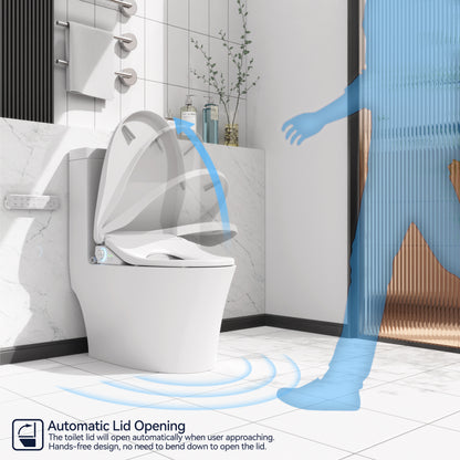 Smart Bidet Toilet Seat with Side Knob Adjustable Heated Seat with Water Temperature and Pressure Adjustment Portable Bidet with Automatic Nozzle Cleaning and Sensor Open Lid