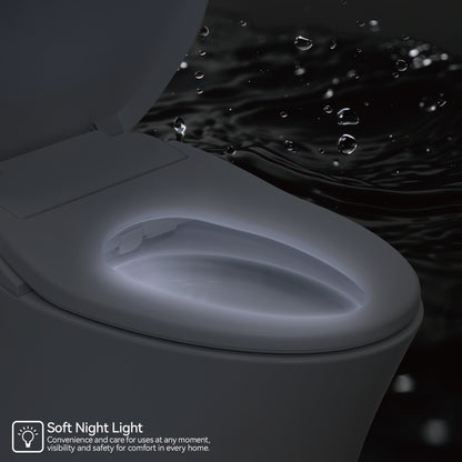 Electric Cushion Toilet Seat, Warm Water with Air Dryer, Heated Seat with Sensor and Slow Closing Cover, Strong and Weak Massage Cleaning, Night Light, Remote Control,