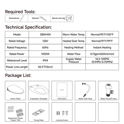 Trone Doccia Electric Bidet Toilet Seat Adjustable Heated Seat with Dual Control Mode Elongated Smart Toilet Seat Portable Bidet with Upgraded Nozzle Spray and Automatic Toilet Seat Closer