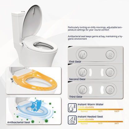 Trone Doccia Electric Bidet Toilet Seat Adjustable Heated Seat with Dual Control Mode Elongated Smart Toilet Seat Portable Bidet with Upgraded Nozzle Spray and Automatic Toilet Seat Closer