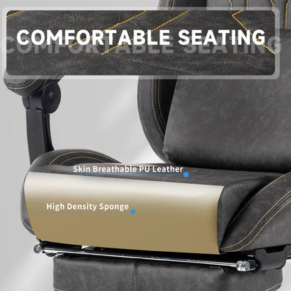 Gaming Chair, Video Game Chair with Massage Lumbar Support and Footrest, Comfortable Ergonomic Computer Chair with Linkage Armrests, Height Adjustable Racing Game Chair Pu Leather for Adults, Grey