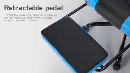 Gaming Chair with Footrest, Ergonomic Computer Chair with Headrest and Lumbar Support, Breathable Material Height Adjustable Video Game Chairs for Adults, Blackblue