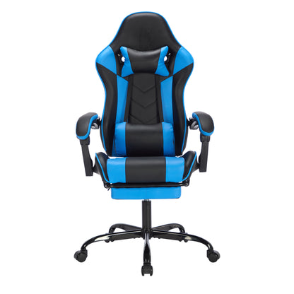 Gaming Chair with Footrest, Ergonomic Computer Chair with Headrest and Lumbar Support, Breathable Material Height Adjustable Video Game Chairs for Adults, Blackblue