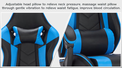 Gaming Chair with Footrest, Ergonomic Computer Chair with Headrest and Lumbar Support, Breathable Material Height Adjustable Video Game Chairs for Adults, Blackblue