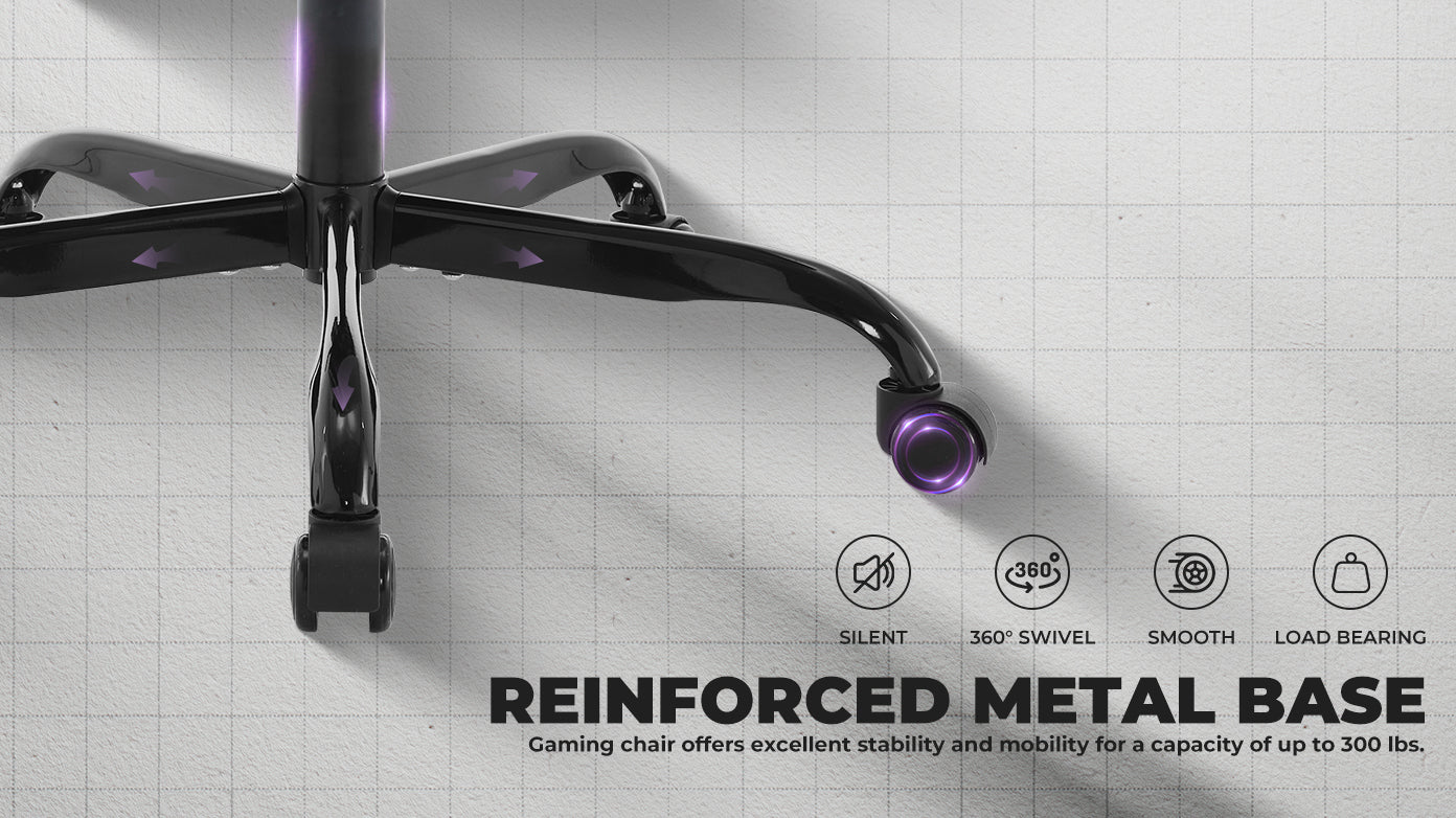 Gaming Chair, Ergonomic Computer Chair with Footrest and Massage Lumbar Support, Height Adjustable Swivel Video Game Chair for Adults, 300lb Max, Black Purple