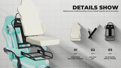 Gaming Chair, Ergonomic Computer Chair with Footrest and Massage Lumbar Support, Height Adjustable Swivel Video Game Chair for Adults, 300lb Max, Green