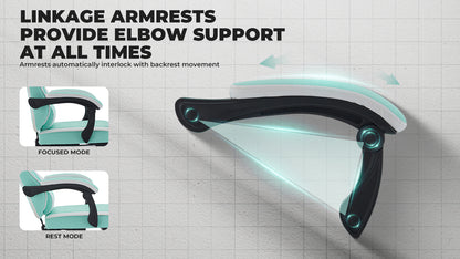 Gaming Chair, Ergonomic Computer Chair with Footrest and Massage Lumbar Support, Height Adjustable Swivel Video Game Chair for Adults, 300lb Max, Green