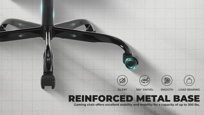 Gaming Chair, Ergonomic Computer Chair with Footrest and Massage Lumbar Support, Height Adjustable Swivel Video Game Chair for Adults, 300lb Max, Green