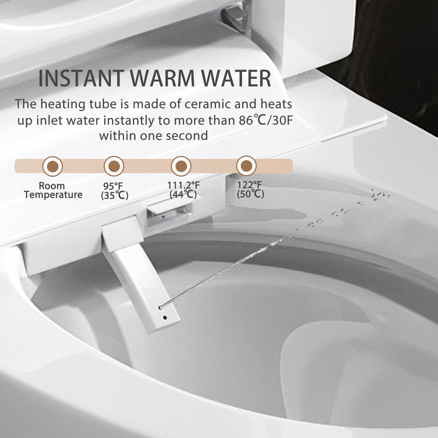 One Piece Bidet Toilet for Bathrooms Smart Bidet Toilet with Warm Air Dryer Heated Seat LED Night Light Auto Open/Close Toilet