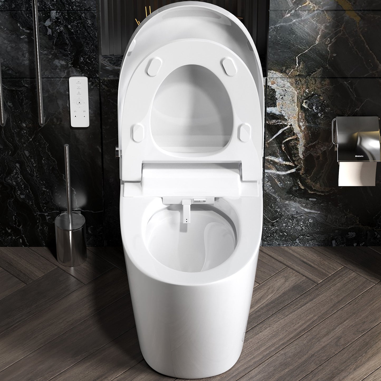 One Piece Bidet Toilet for Bathrooms Smart Bidet Toilet with Warm Air Dryer Heated Seat LED Night Light Auto Open/Close Toilet