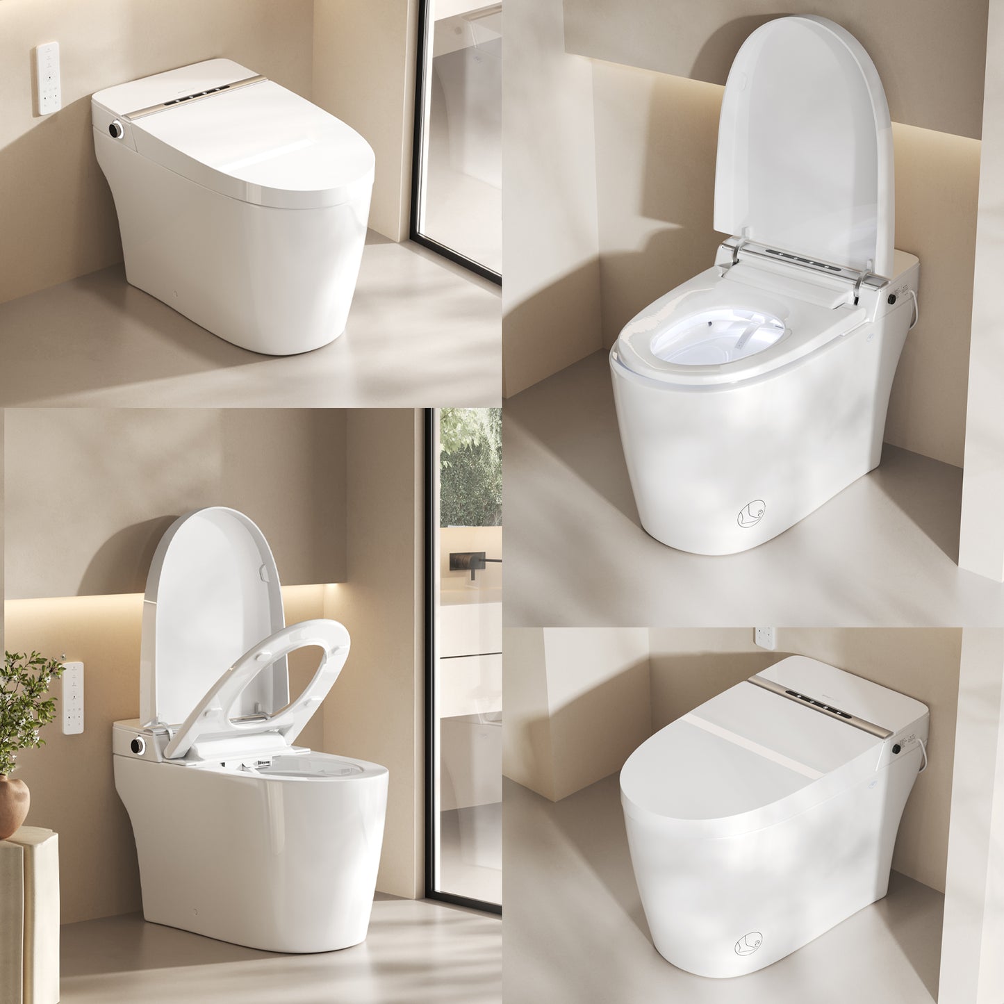 Smart Toilet Smart Bidet Toilet with Remote Control and Auto Open/Close Pump-assisted Flush Foot Sensor Operation Warm Water Heated Seat Air Dryer cUPC Certificated