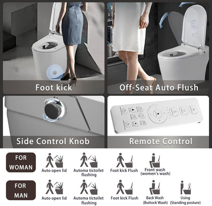 Smart Toilet Smart Bidet Toilet with Remote Control and Auto Open/Close Pump-assisted Flush Foot Sensor Operation Warm Water Heated Seat Air Dryer cUPC Certificated