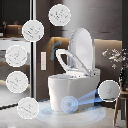 Smart Toilet Smart Bidet Toilet with Remote Control and Auto Open/Close Pump-assisted Flush Foot Sensor Operation Warm Water Heated Seat Air Dryer cUPC Certificated