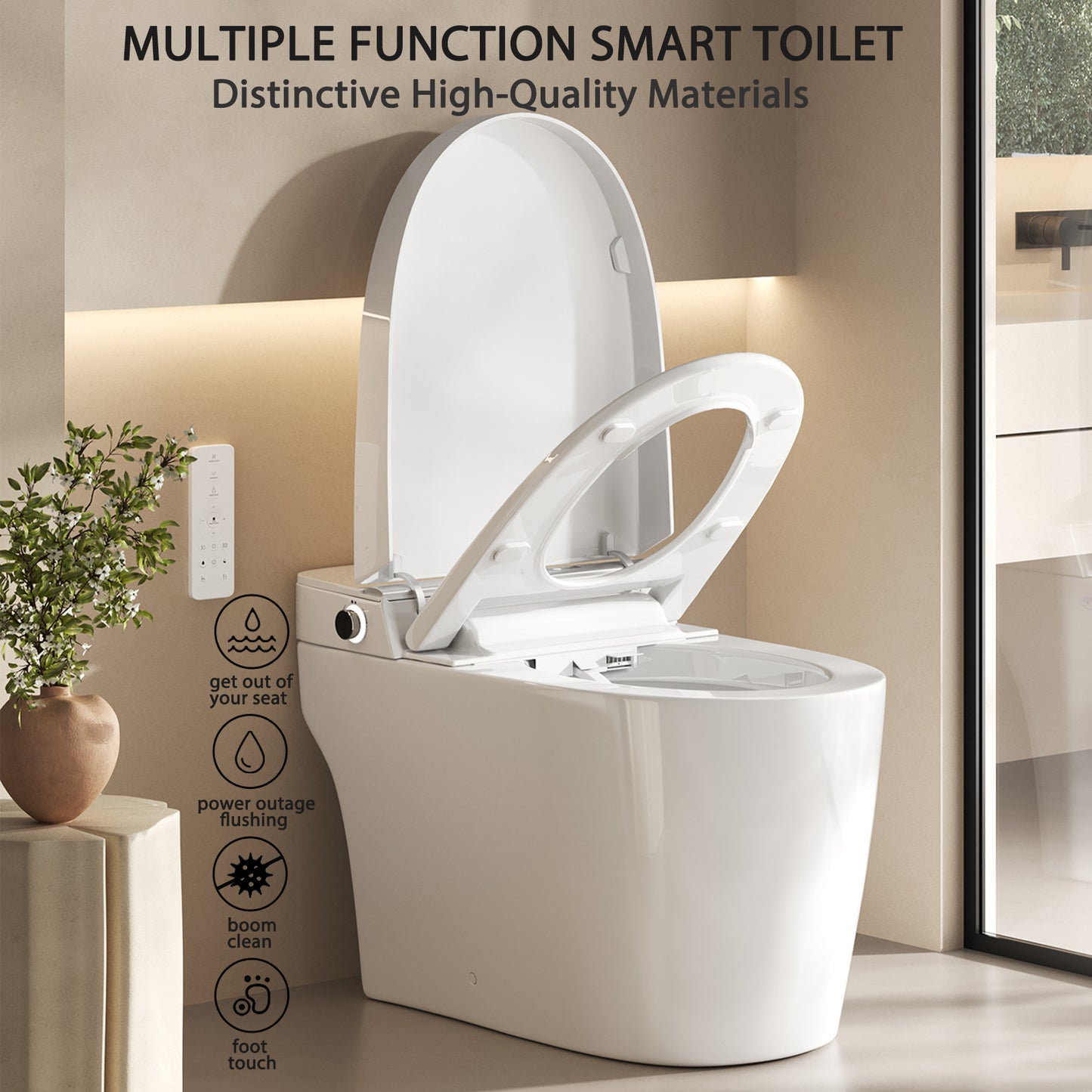 Smart Toilet Smart Bidet Toilet with Remote Control and Auto Open/Close Pump-assisted Flush Foot Sensor Operation Warm Water Heated Seat Air Dryer cUPC Certificated