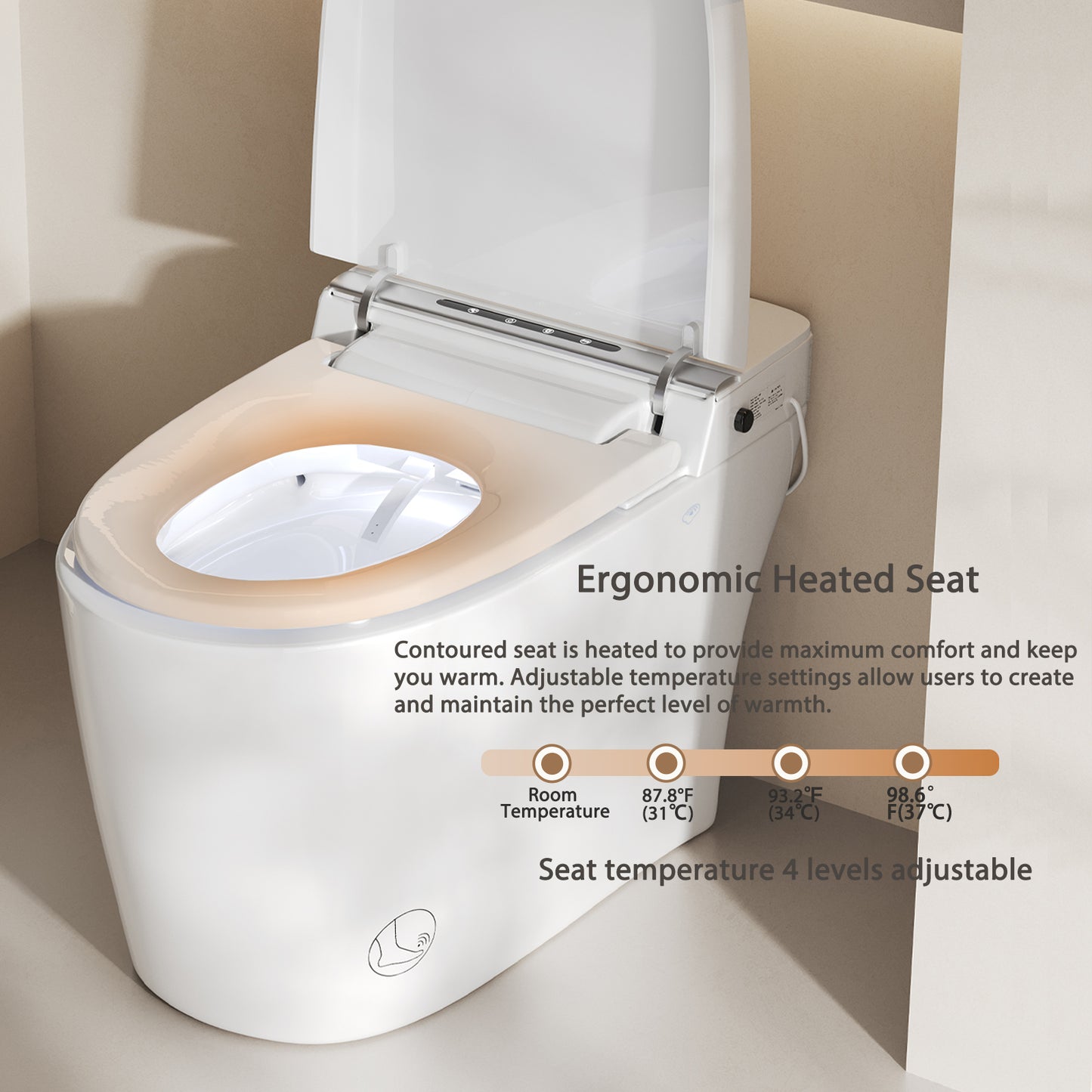 Smart Toilet Smart Bidet Toilet with Remote Control and Auto Open/Close Pump-assisted Flush Foot Sensor Operation Warm Water Heated Seat Air Dryer cUPC Certificated
