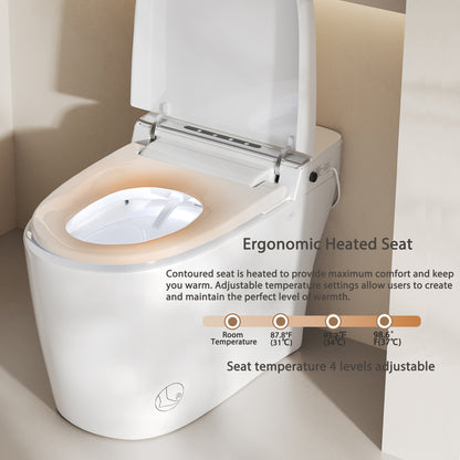 Smart Toilet Smart Bidet Toilet with Remote Control and Auto Open/Close Pump-assisted Flush Foot Sensor Operation Warm Water Heated Seat Air Dryer cUPC Certificated