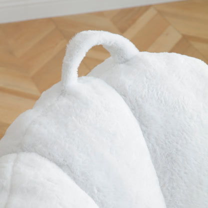 Giant Bean Bag Chair withFootstool, Oversized Bean Bag for Adults and Kids, Faux Fur Shell-Shaped Large Chair with Filler, Stuffed Big Accent Sofa, Floor Sofa for Gaming,Reading Living Room Bedroom