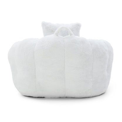 Giant Bean Bag Chair withFootstool, Oversized Bean Bag for Adults and Kids, Faux Fur Shell-Shaped Large Chair with Filler, Stuffed Big Accent Sofa, Floor Sofa for Gaming,Reading Living Room Bedroom