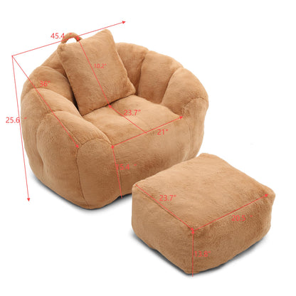 Giant Bean Bag Chair, Oversized Bean Bag Couch for Adults and Kids, Faux Fur Shell-Shaped Large Chair with Filler, Stuffed Big Accent Sofa Lounge Floor Sofa for Gaming,Reading Living Room Bedroom