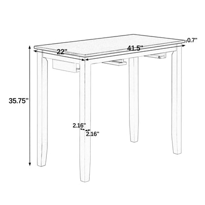 Bar Table and Chairs Set, 3 Piece Dining Table Set, Industrial Breakfast Table Set, for Living Room, Dining Room, Game Room-Antique grey white