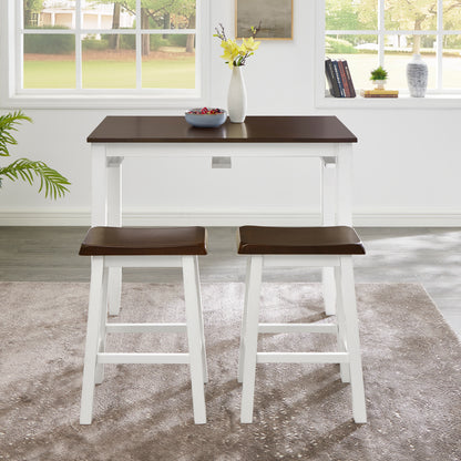 Bar Table and Chairs Set, 3 Piece Dining Table Set, Industrial Breakfast Table Set, for Living Room, Dining Room, Game Room-Antique grey white