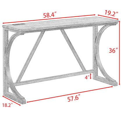 Bar Table Set with Power Outlet, Bar Table and Chairs Set, 4 Piece Dining Table Set, Industrial Breakfast Table Set, for Living Room, Dining Room, Game Room