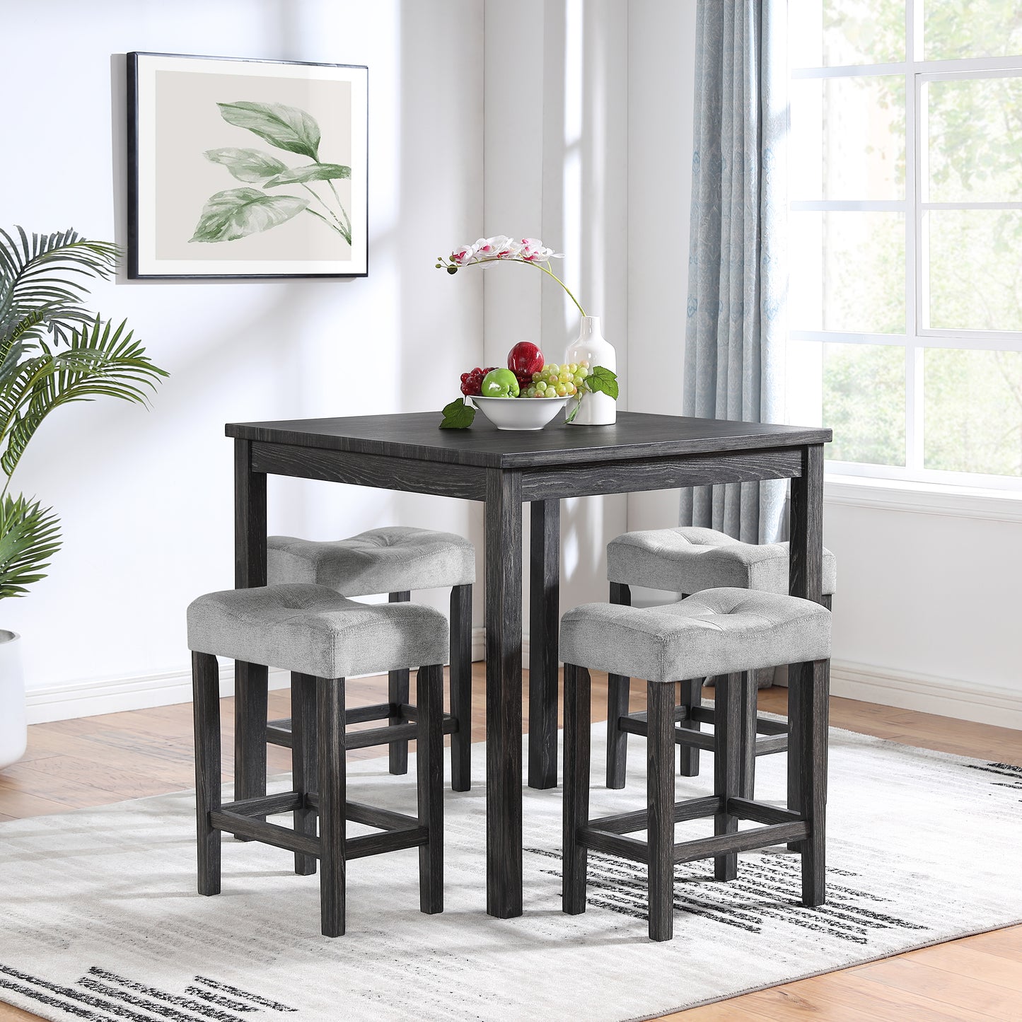 Dining Table, Bar Table and Chairs Set, 5 Piece Dining Table Set, Industrial Breakfast Table Set, for Living Room, Dining Room, Game Room