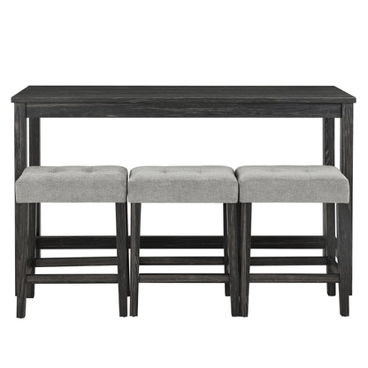 Bar Table Set with Power Outlet, Bar Table and Chairs Set, 4 Piece Dining Table Set, Industrial Breakfast Table Set, for Living Room, Dining Room, Game Room