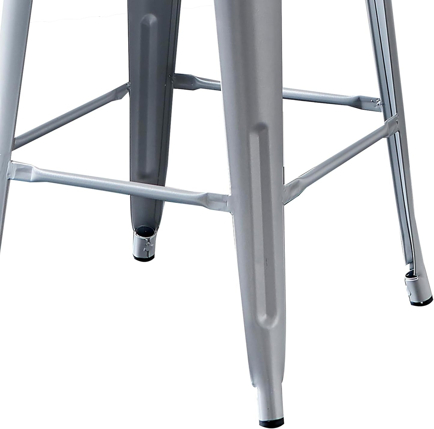 Modern Light Weight Industrial Contemporary Rustic Vintage Costal Metal Barstools with Bucket Back and 4 Leg Design, Seat Bar Stools (Set of 2) (30" Seat, Distressed White)