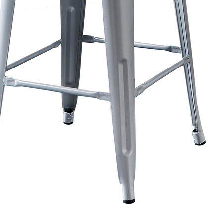 Modern Light Weight Industrial Contemporary Rustic Vintage Costal Metal Barstools with Bucket Back and 4 Leg Design, Seat Bar Stools (Set of 2) (30" Seat, Distressed White)