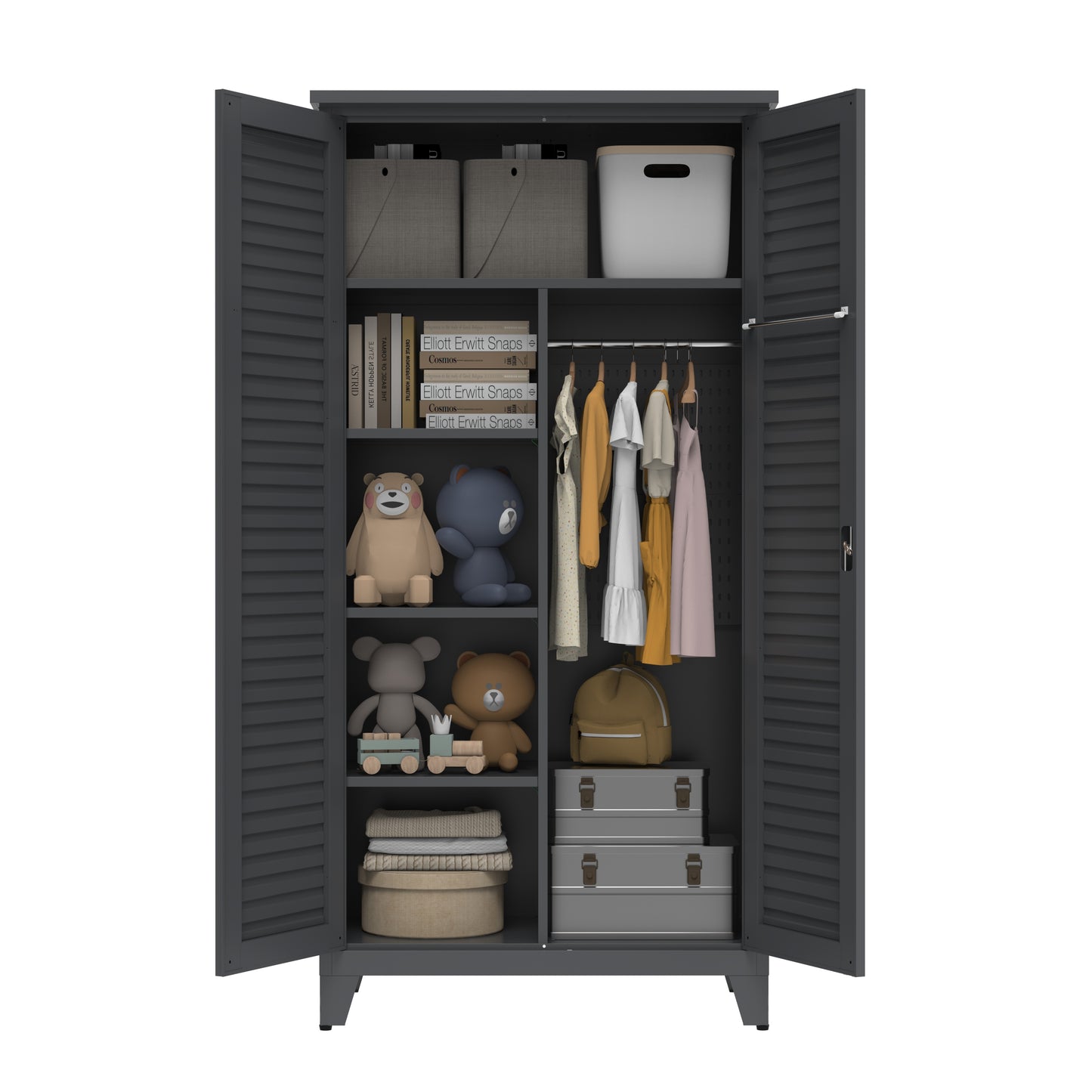 73'' Tall Metal Tool Storage Cabinet, with Ample Storage Space for Garage,Warehouse,Garden,Office, Living Room,Bathroom,Utility Room ( Slate )